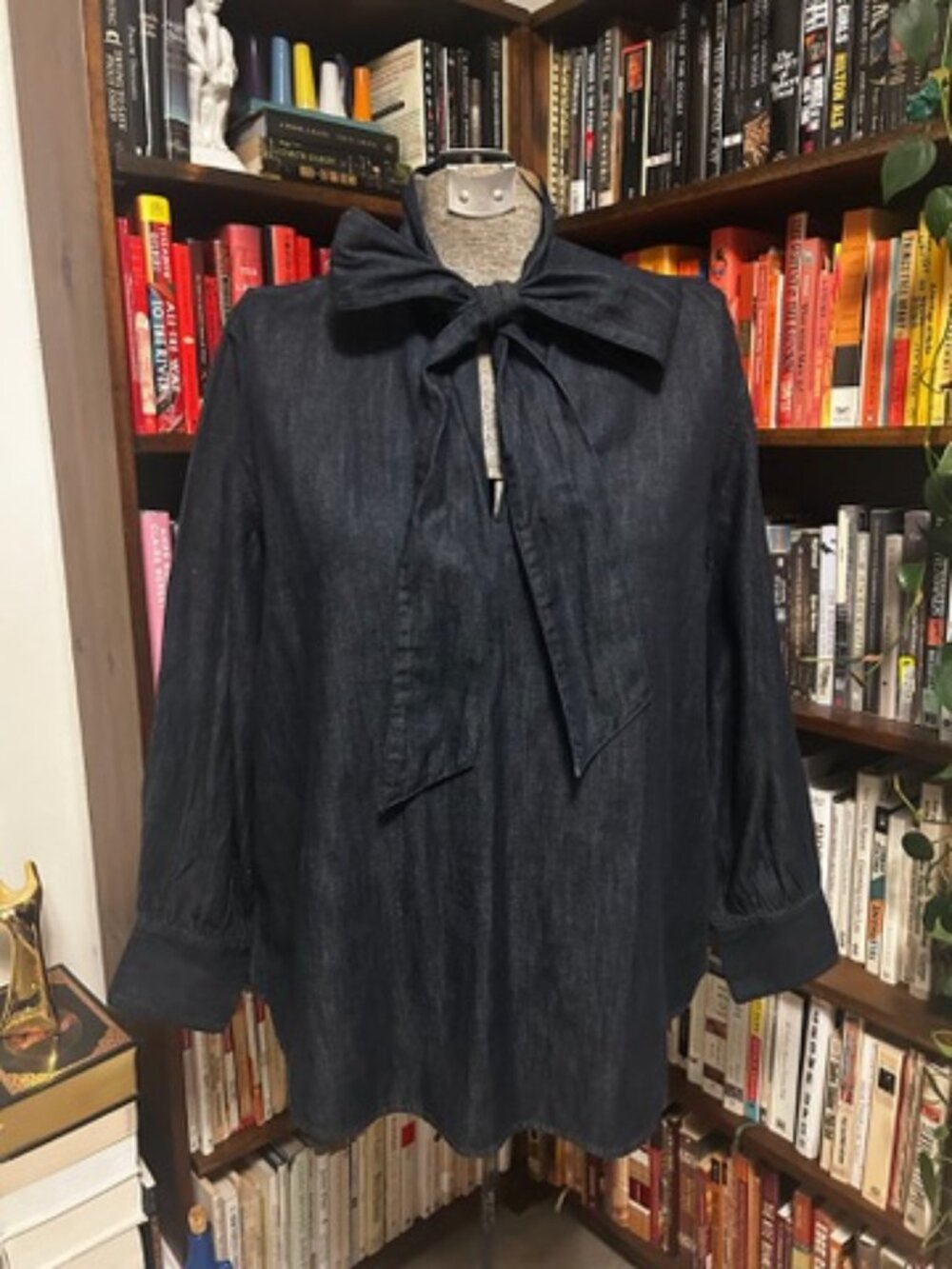 AE77 Dark Wash Chambray Blouse